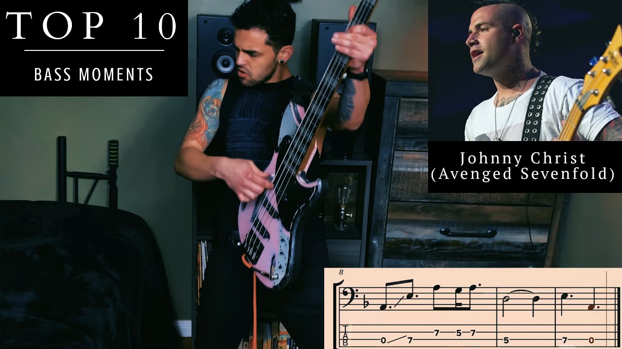 Top 10 Avenged Sevenfold Bass Moments (Johnny Christ) | w/ Play Along Tabs
