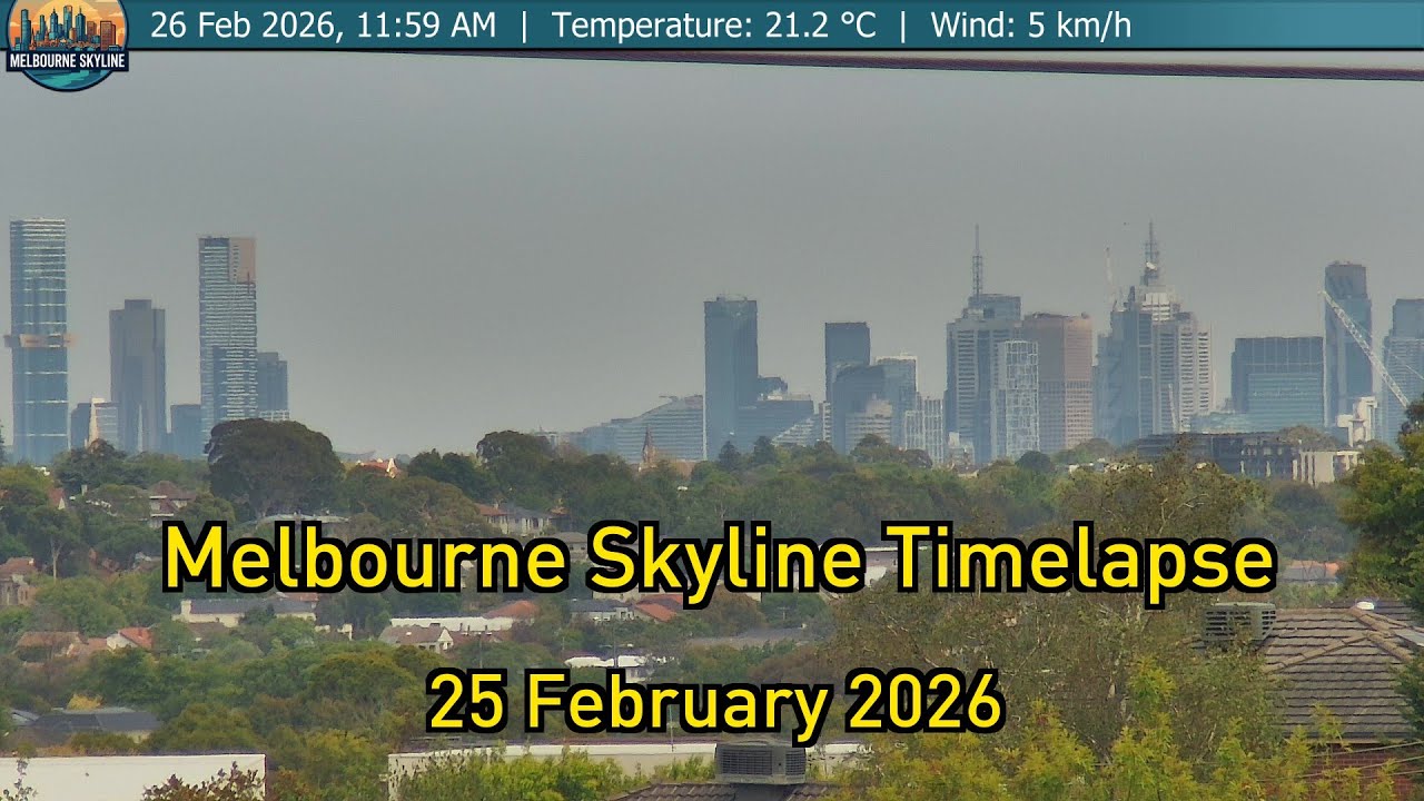 Timelapse! L: 12°C, H: 27°C 🌡️ Rooftop View of Melbourne, 25th February 2026