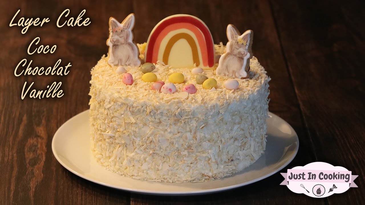 ❀ Recette de Layer Cake de Pâques Noix de Coco Chocolat Vanille ❀