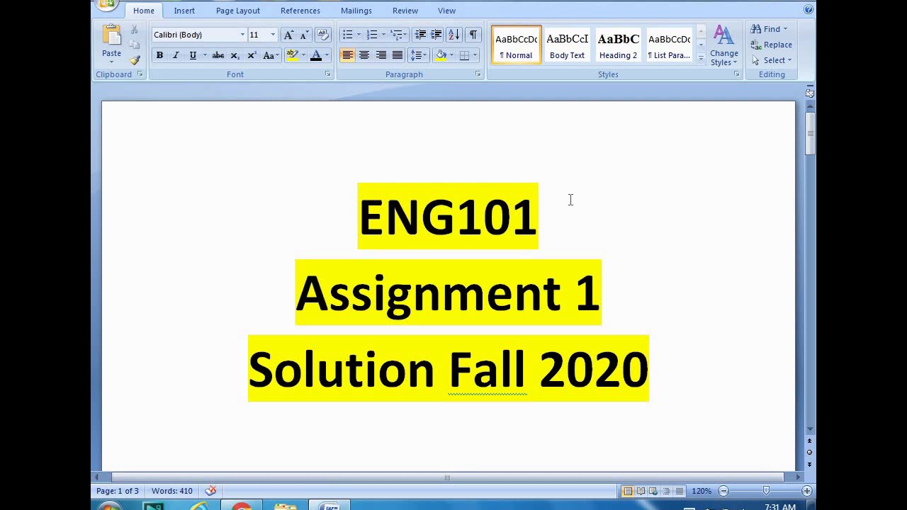 Eng 101 Assignment No 1 Solution  Fall 2020/2021 ||VU|| Virtual Universe