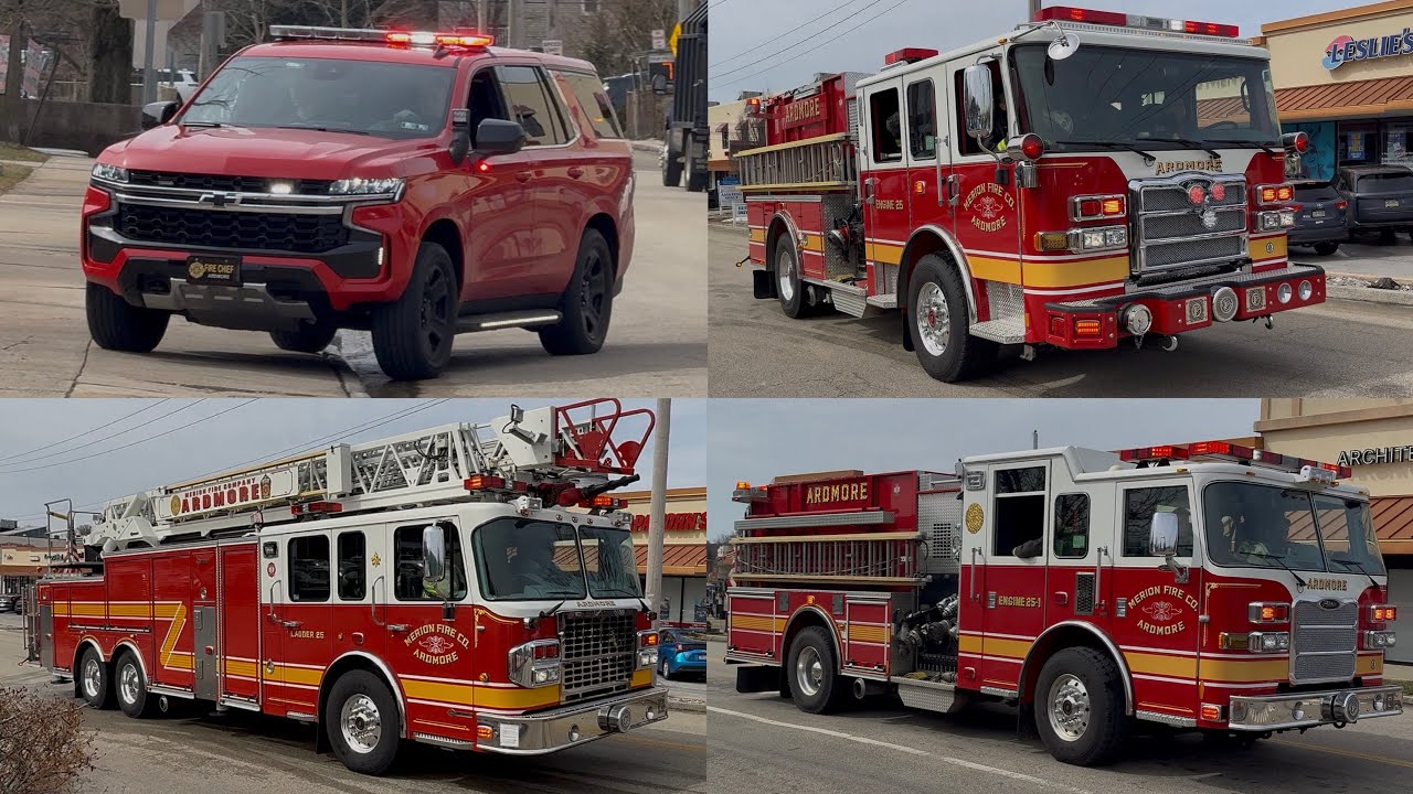 Merion Fire Company of Ardmore Fire Alarm Response - Fire Trucks Responding