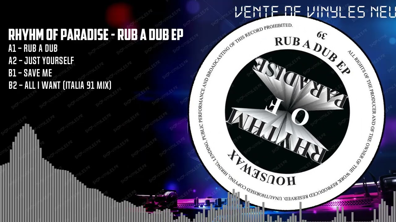 RHYHM OF PARADISE - RUB A DUB EP [BLACK] (HOUSEWAX039)