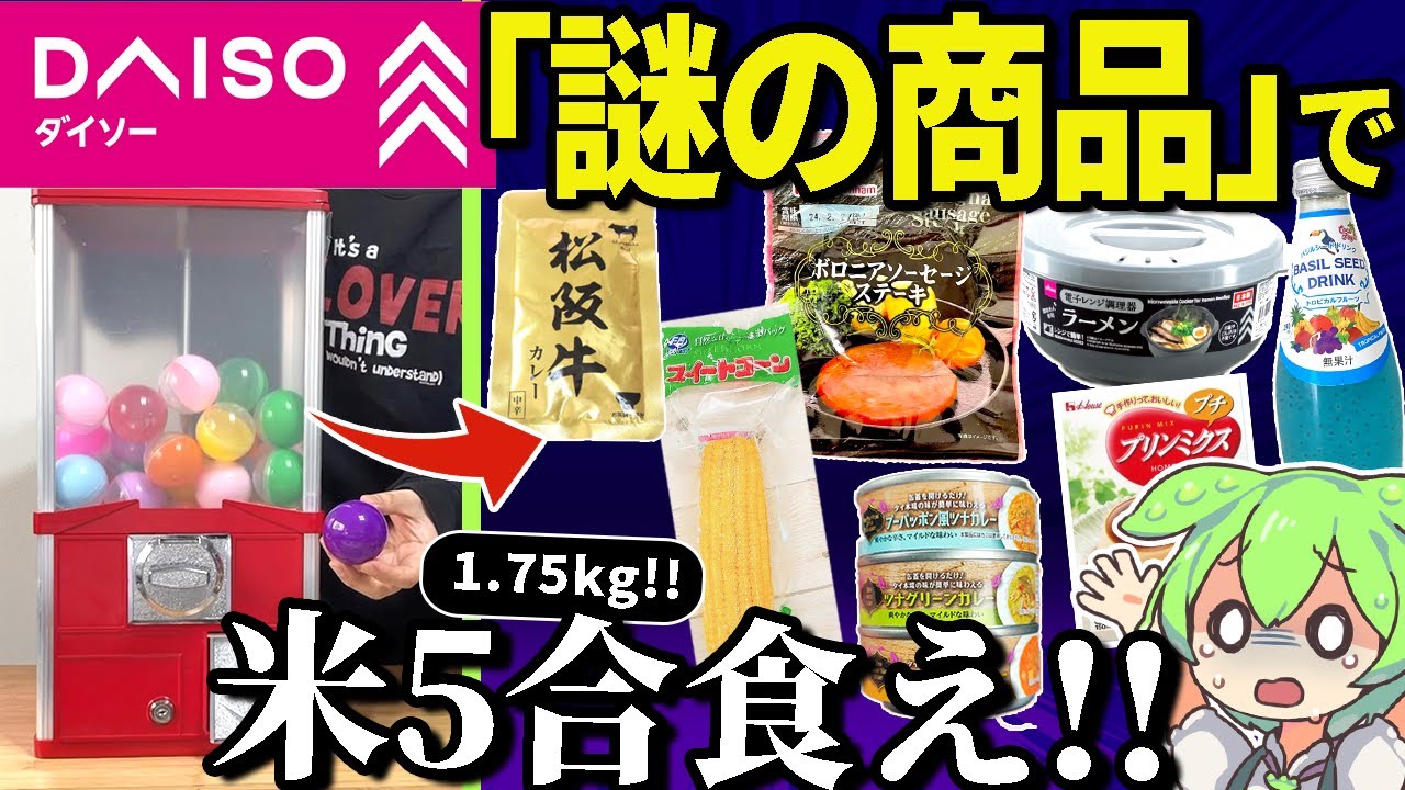 ガチャガチャで出たダイソーの「謎すぎる商品」でご飯5合食べ切るまで終われません！【ずんだもん＆ゆっくり解説】