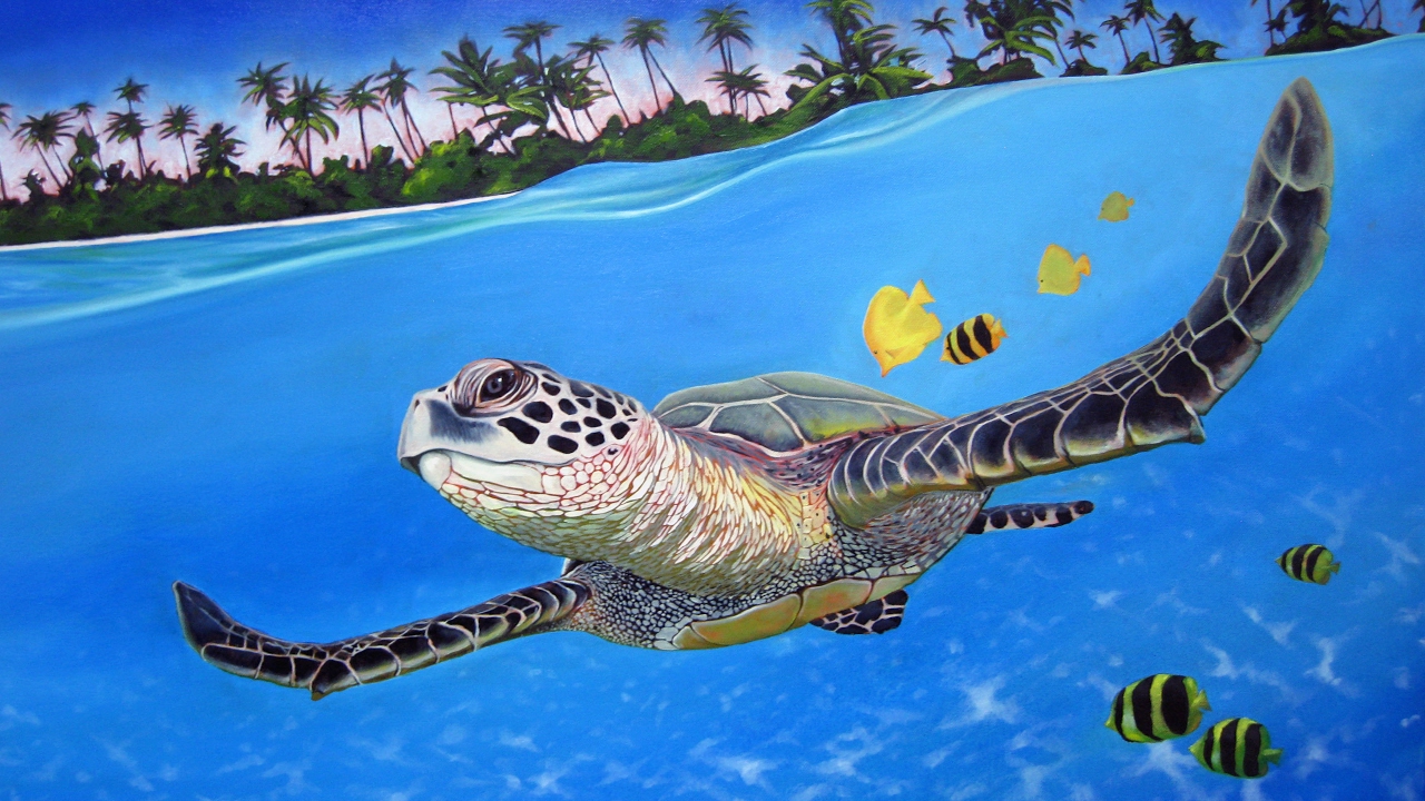 Art Lesson: How to Paint a Marine Turtle with Water Mixable Oil Paints