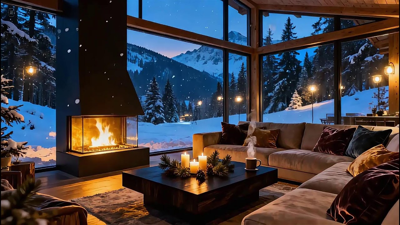 Snowy Night Jazz Café  Warm Lights + Smooth Jazz for Study & Focus (4K)