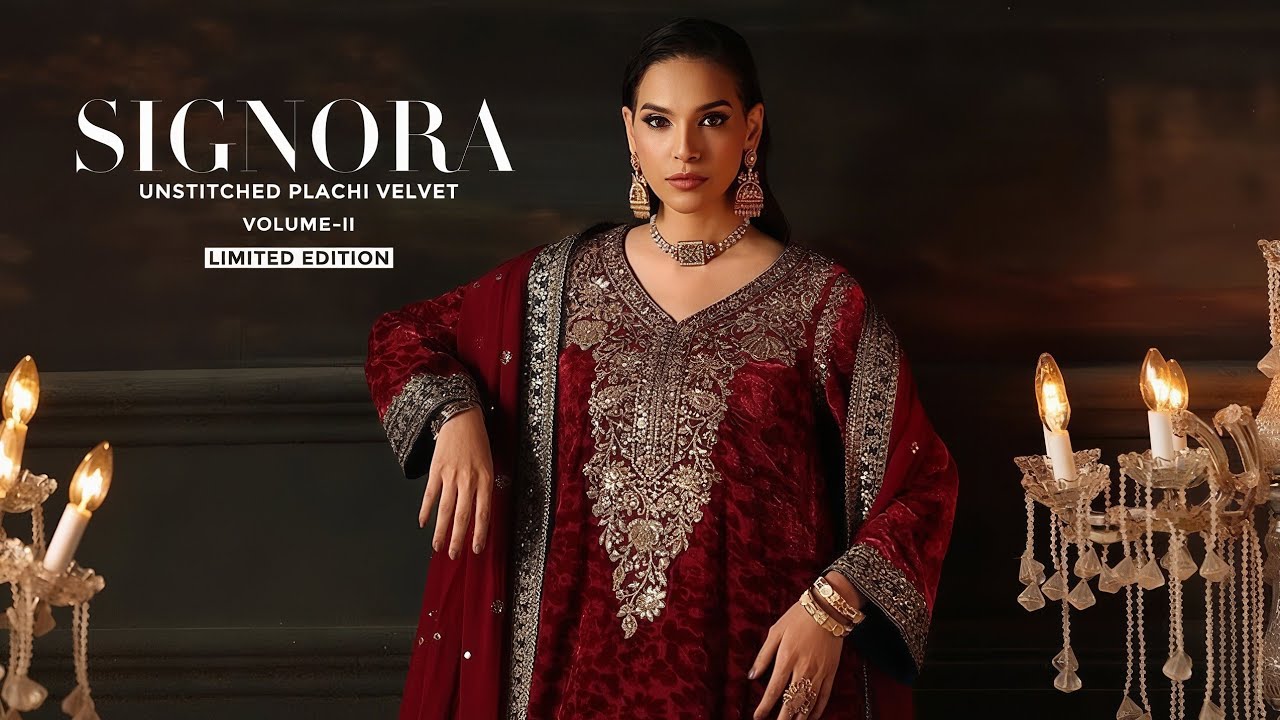 Charizma SIGNORA Winter Collection Vol 2 |Charizma Unstitched Luxury Palachi Velvet Suit Winter 2025