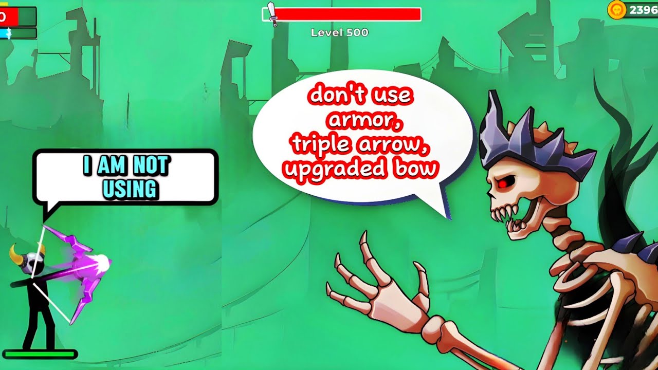 how to defeat Level 500 Without Armor , Triple Arrow, Upgraded Bow in the Archers 2
