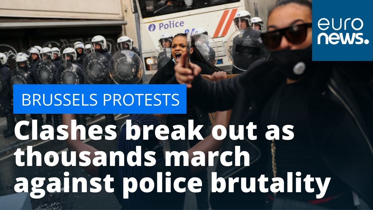 Brussels protests: Clashes break out as thousands march against police brutality