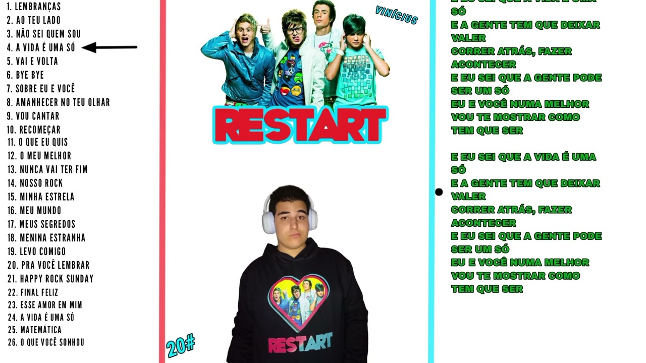 PLAYLIST RESTART - 20 ANOS (VINÍCIUS) 🥳🎤🎵