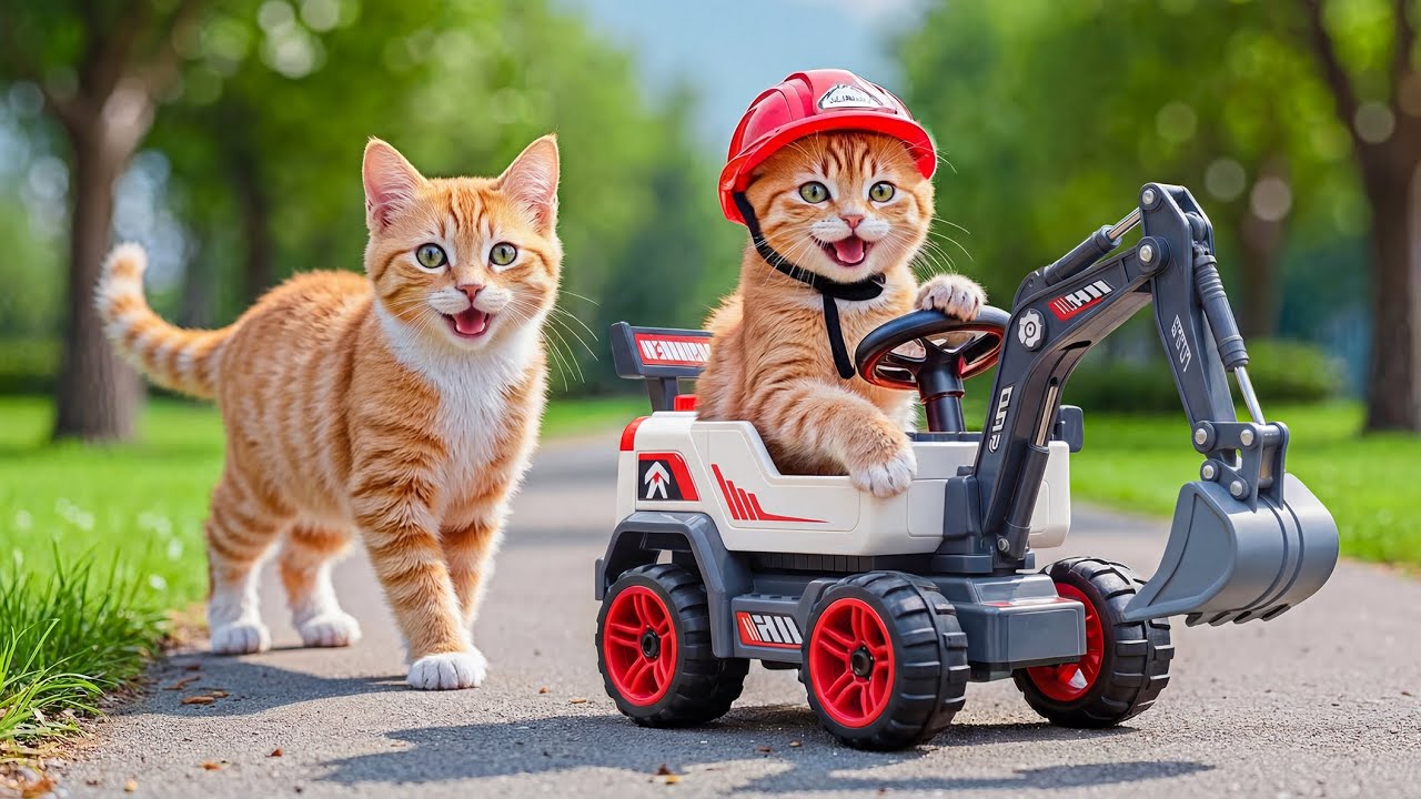 Mama Cat Works Hard at Fried Chicken Shop to Buy an Excavator Toy for Kitten 🐱🍗🚜 Heartwarming Story