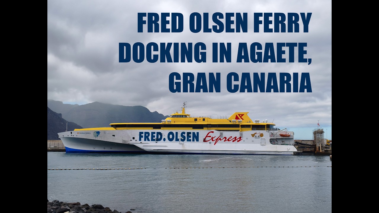 Fred Olsen ferry Bajamar Express docking in Agaete port, Gran Canaria