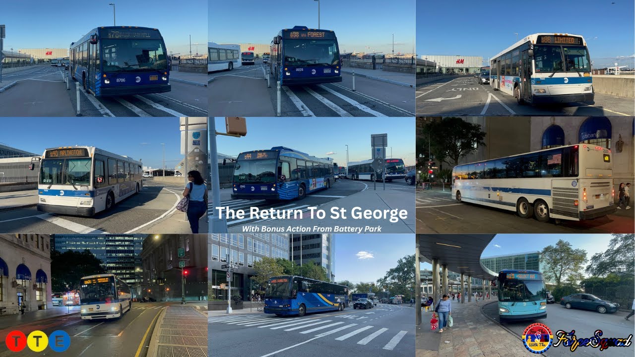 4K 2025: MTA: Bus Action From Battery Park & St George Ferry Terminal (Feat. SIR Trains)