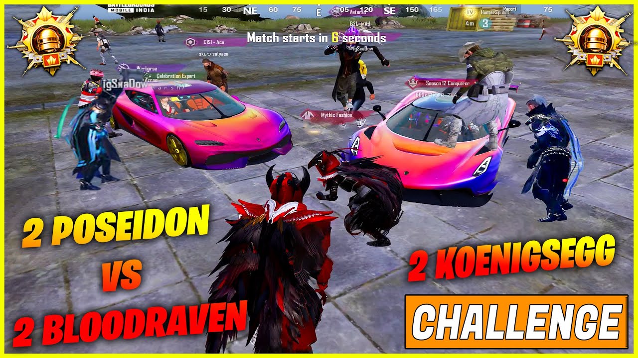😱 2 POSEIDON X-SUIT WITH 2 MYTHIC KOENIGSEGG CHALLENGED CYBER & 2 BLOODRAVEN X-SUIT IN BGMI