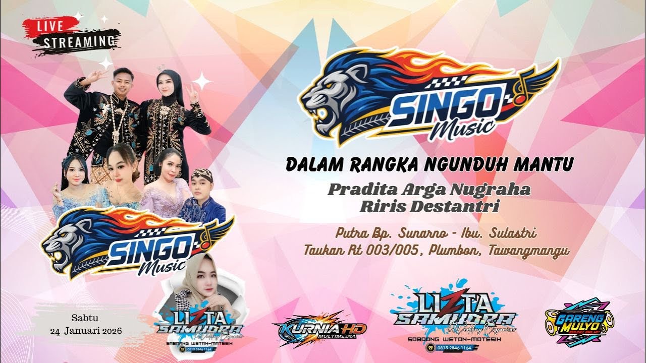LIVE. SINGO MUSIC. Pernikahan. ARGA & RIRIS  || GARENG MULYO AUDIO || KURNIA HD. Multimedia.