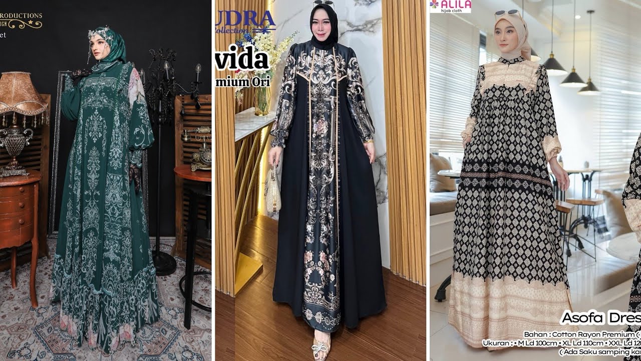 30+ BUSANA MUSLIM GAMIS MOTIF PREMIUM TERBARU / Part 7