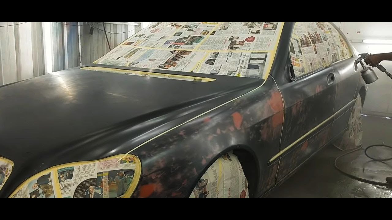 Repaint mercedes-benz s600 black metalic and final result