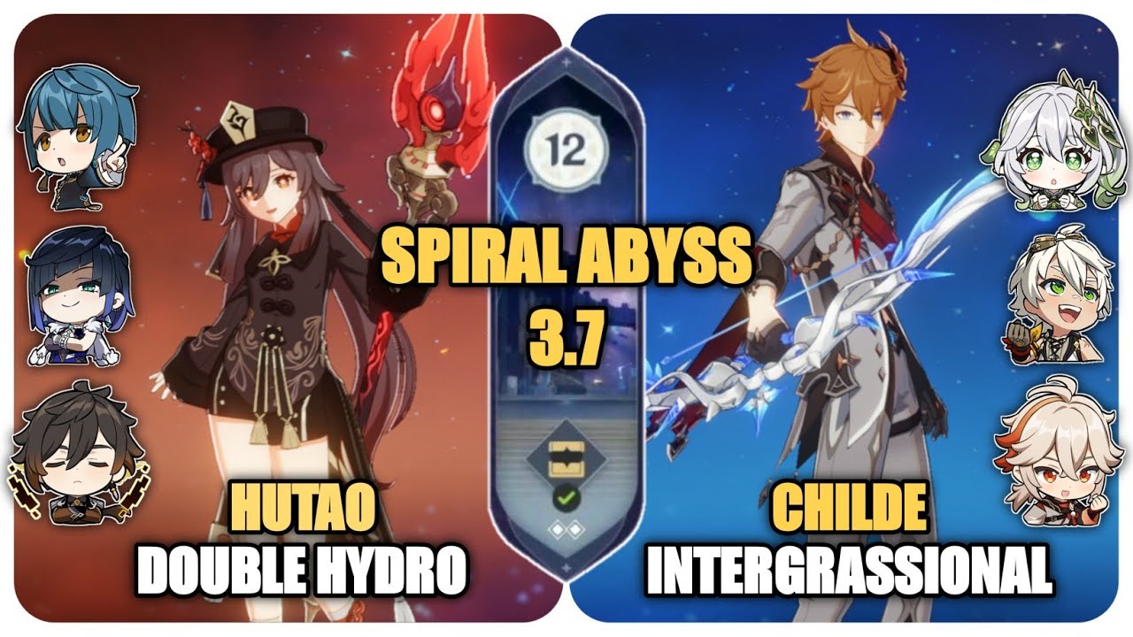Hutao Double Hydro & Childe Intergrassional - Genshin Spiral Abyss 3.7 - 9 Stars
