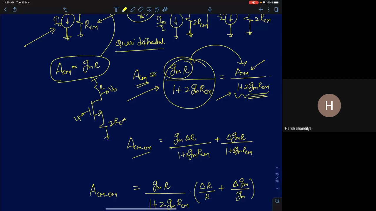 MUE   Lecture 48: Common mode rejection ratio (CMRR) in differential circuits