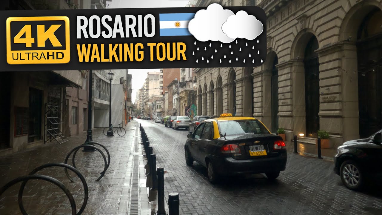【4K 60FPS】Walk in Rosario Downtown - Rainy Day #WINTER 🇦🇷