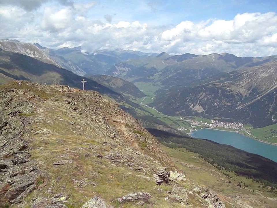 360&deg;Panorama vom Reschensee zu den &Ouml;tztaler Alpen