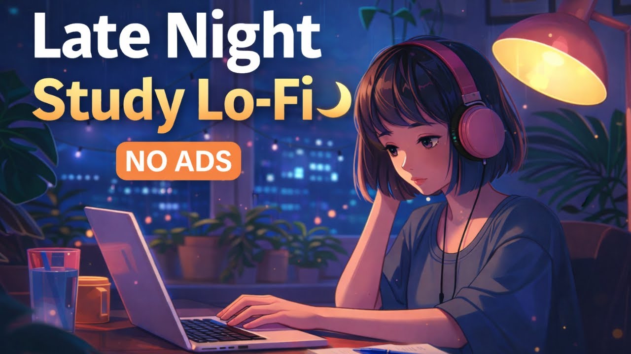 Late Night Study Lo-Fi 🌙 | No Ads | Calm Focus Music