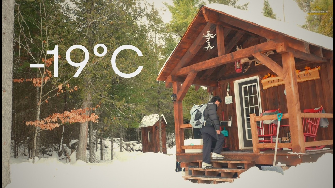 Surviving the Night in the Cozy Off-grid Cabin in the Middle of Wilderness.