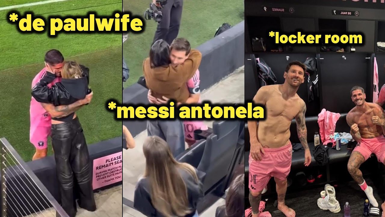 Messi kissed Antonela and De Paul kissed his wife in trophy celebration