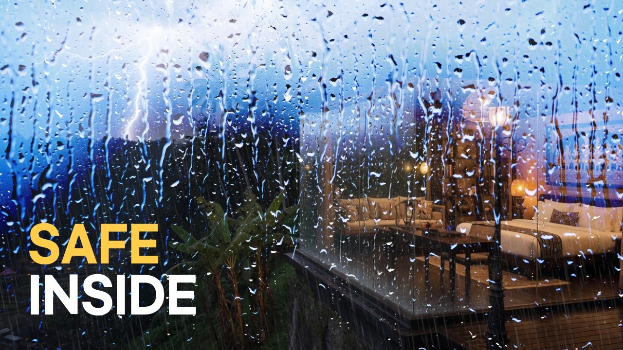 Deep Sleep on a Glass Cliff | Heavy Rain Night • 3H