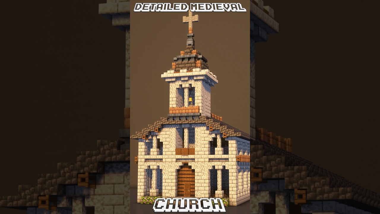 Detailed Medieval Church Timelapse #minecraft #minecraftbuild #minecraftbuilding