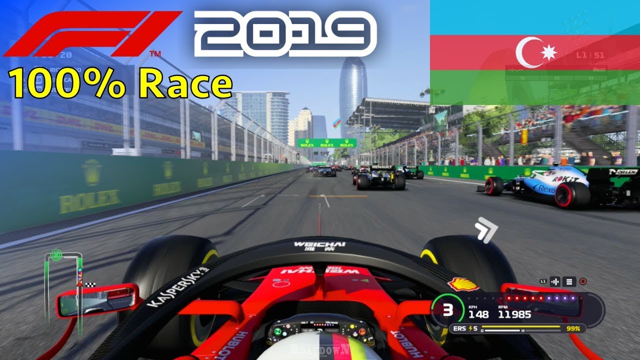 F1 2019 - 100% Race at Baku City Circuit in Vettel's Ferrari