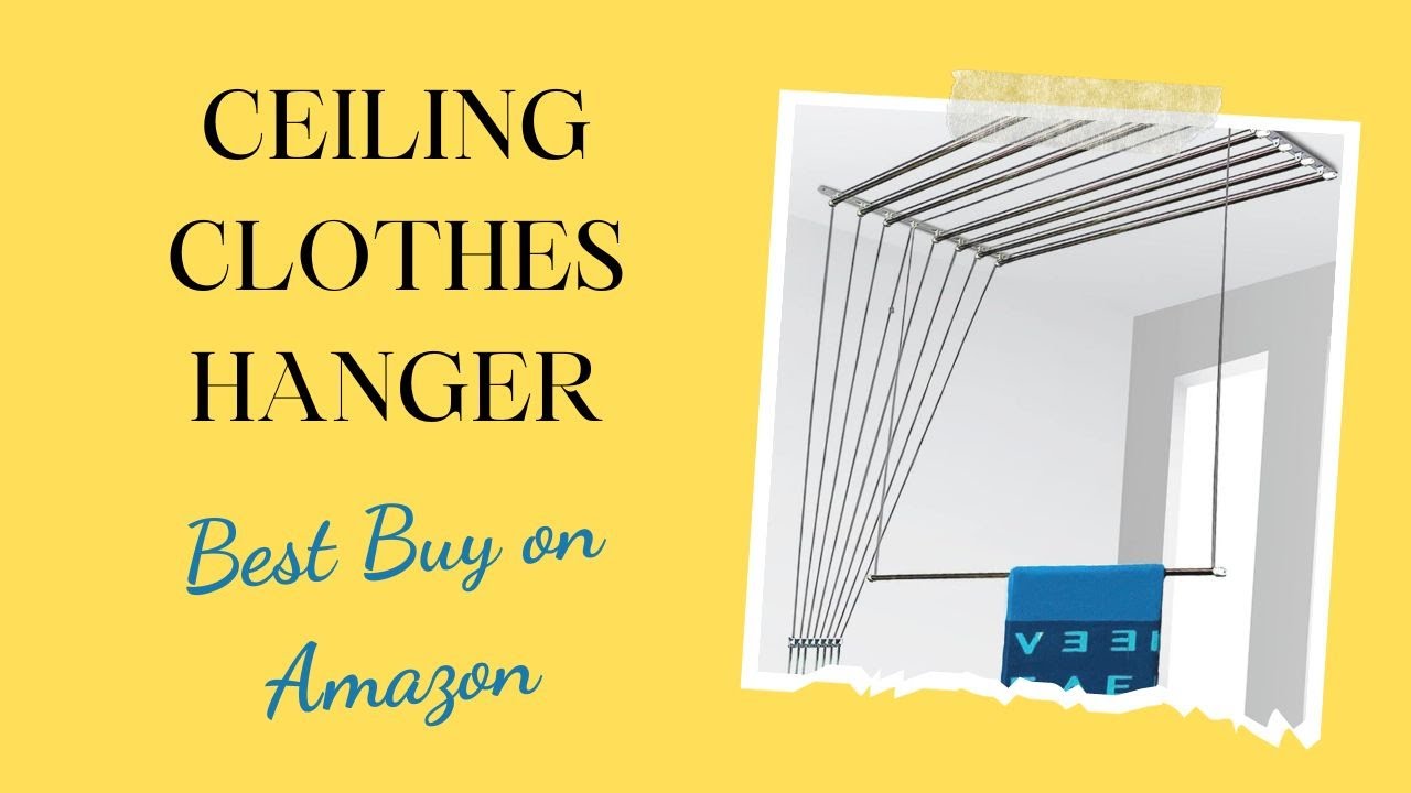 Maximize Space  with Stainless Steel Ceiling Clothes Hanger | UV-Protected Nylon Rope