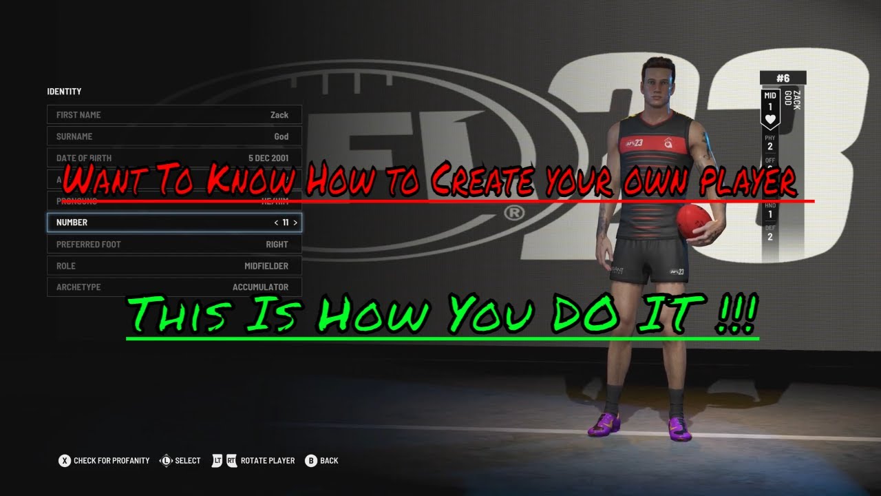 THE ULTIMATE GUIDE TO Creating Your Own AFL Player In AFL23