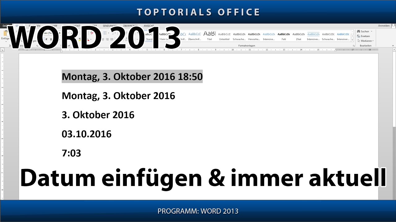 Datum einfügen & automatisch aktualisieren (Microsoft Word)
