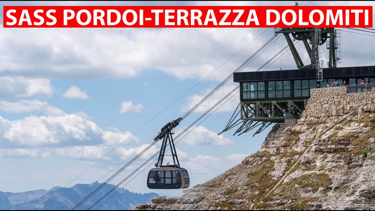 SASS PORDOI SALITA IN FUNIVIA - 2950 MT - PANORAMI MOZZAFIATO SULLE DOLOMITI E MARMOLADA
