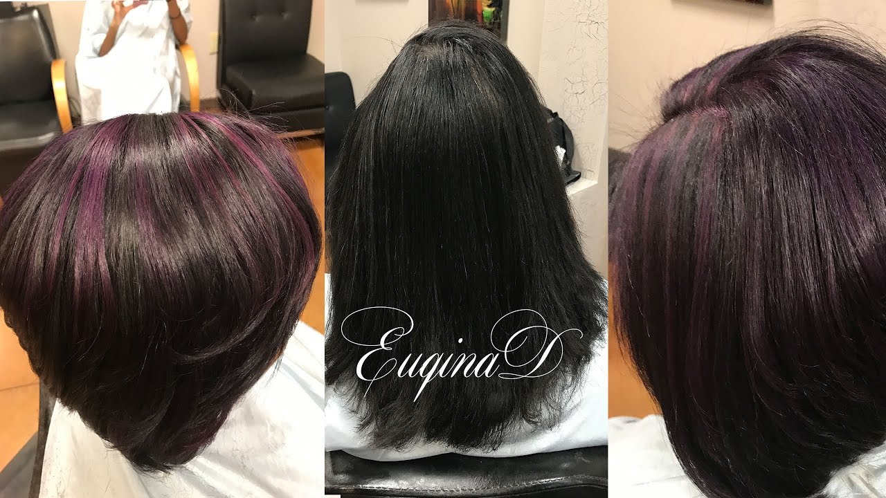 Purple highlights & haircut using Pulpriot Velvet & jam mix
