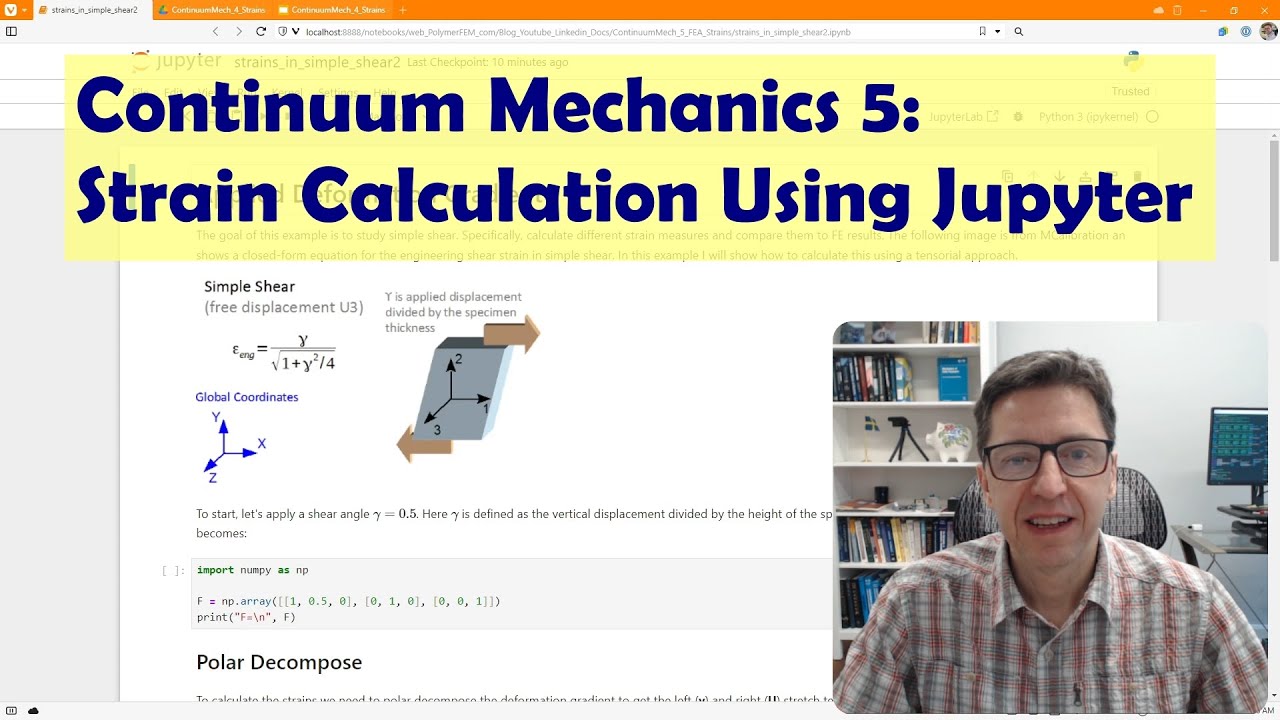 Continuum Mechanics 5: Strain Calculation Using Jupyter