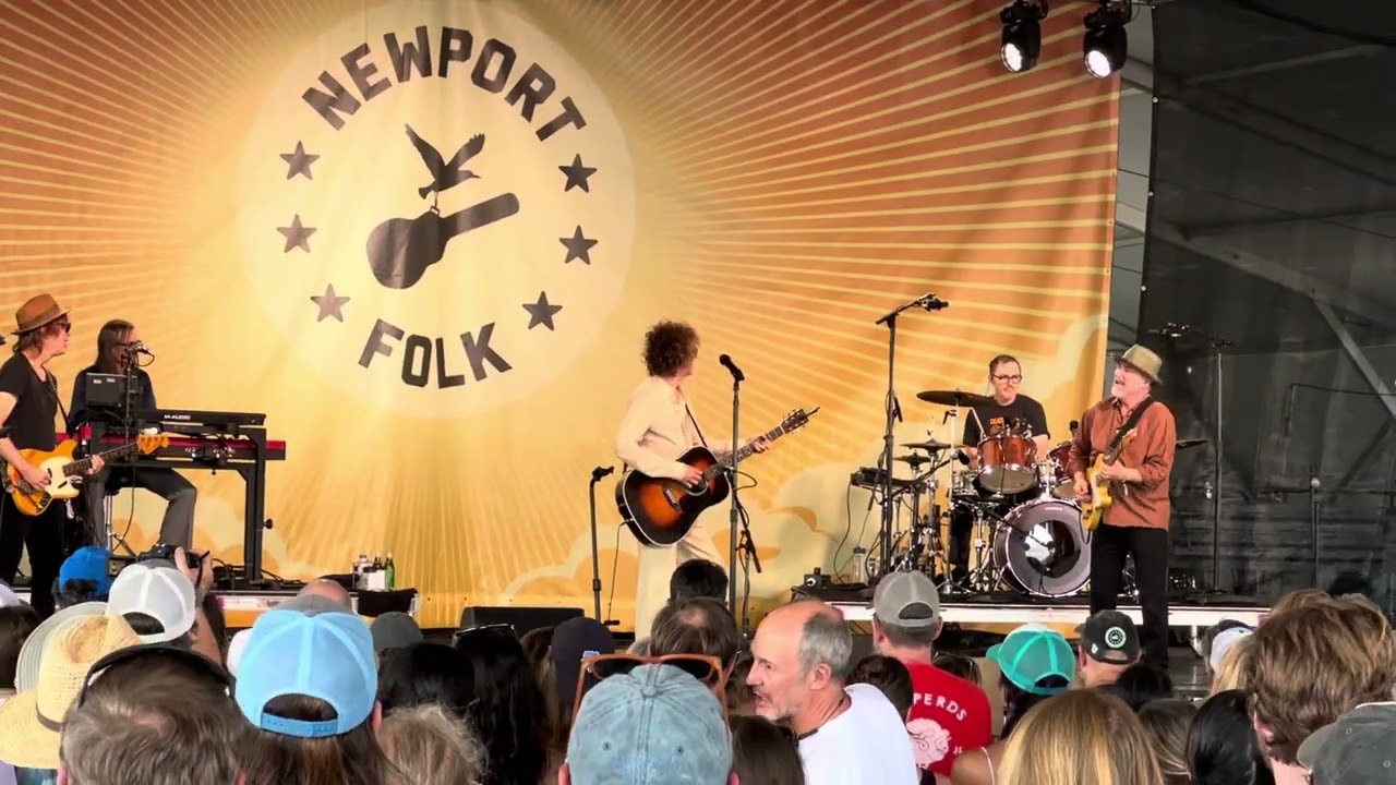 Beck opens surprise set with a cover of Dylan's Maggie's Farm at Newport Folk Festival 2024.