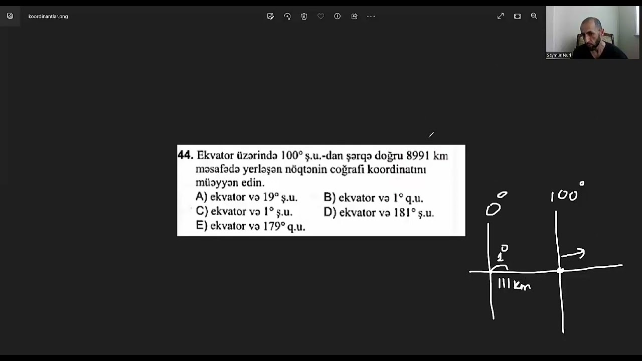 Koordinantlarla bağlı DİM test tapşırıqların izahı