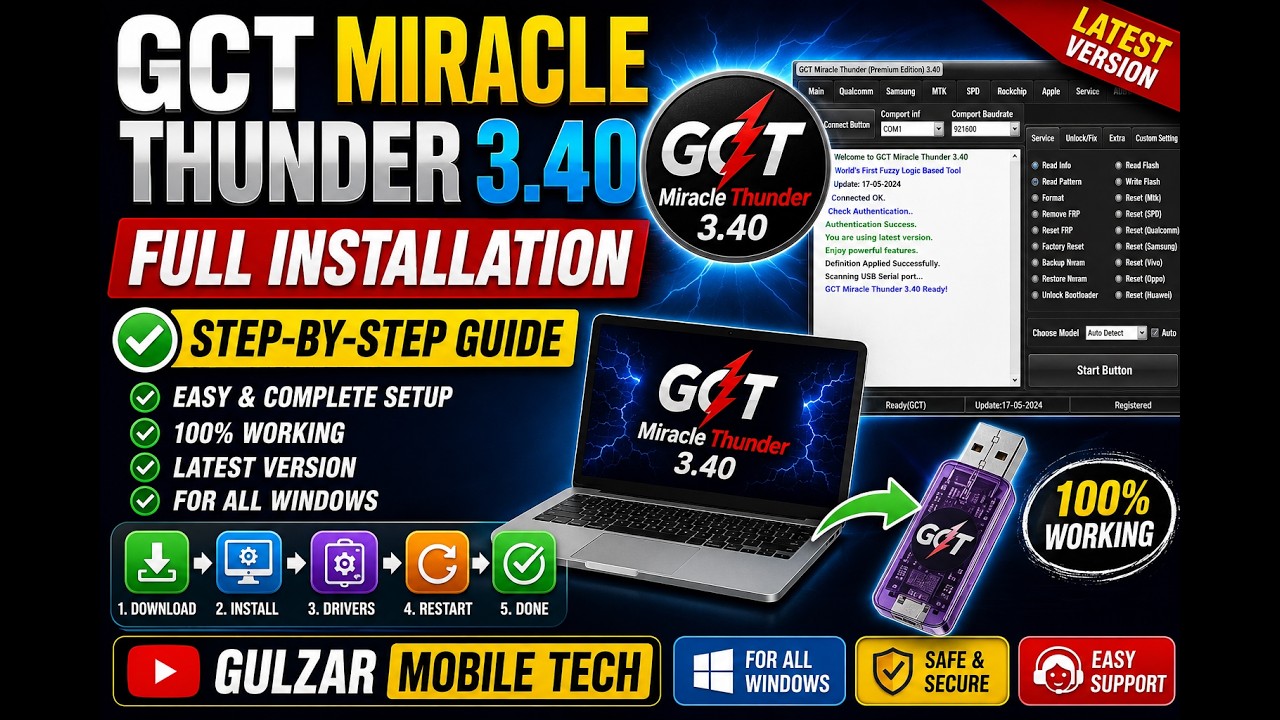 GCT Miracle Thunder 3.40 Full Installation | Step-by-Step Guide | Latest Version Gulzar Mobile Tech