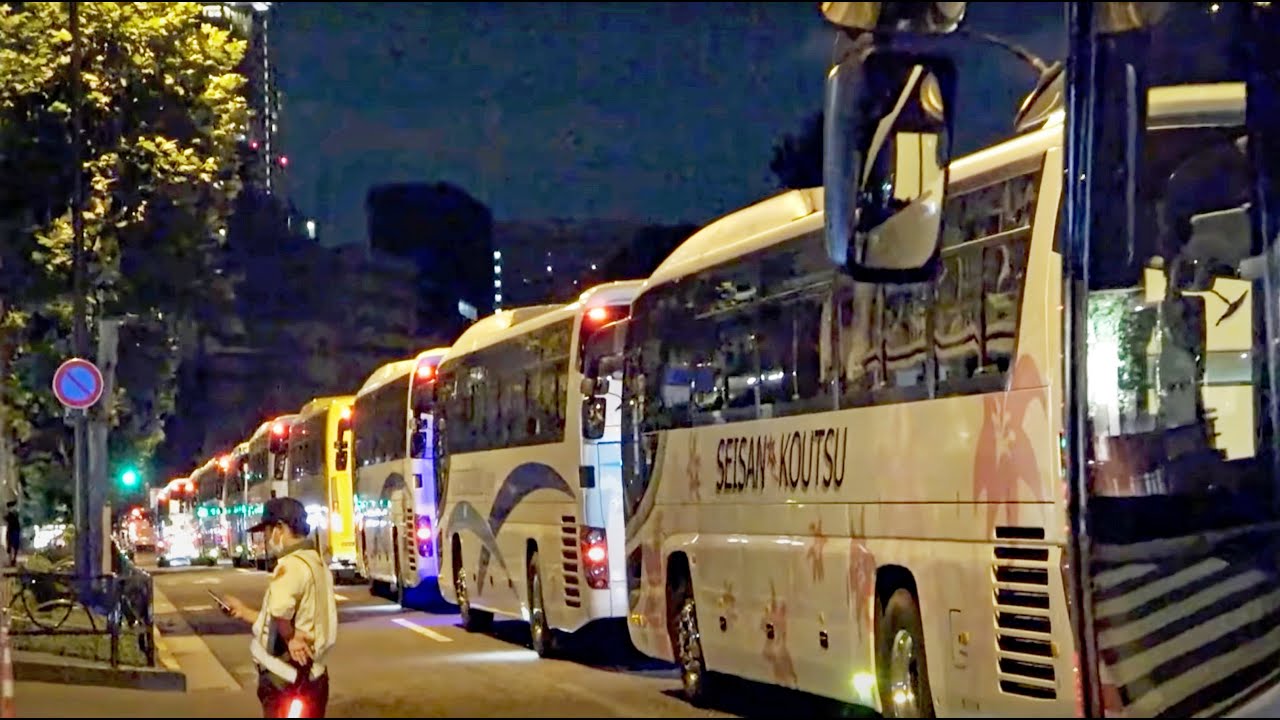 東京オリンピックのために全国から集まった観光バスたち
