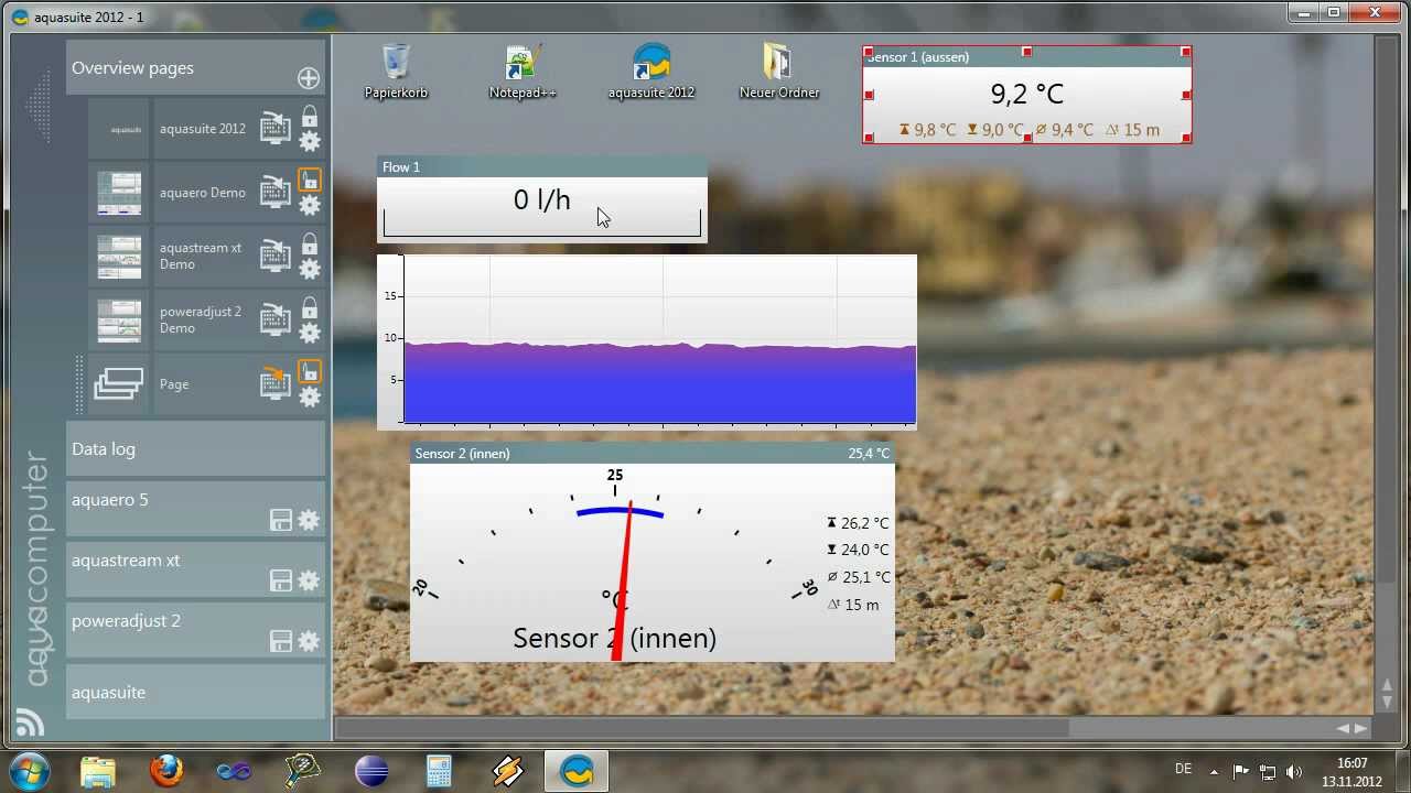 aquasuite 2012 customized overview pages