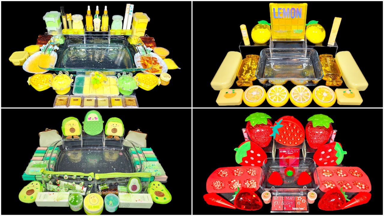🍓🍋FRUIT COMPILATION🥑🍍 Slime Mixing! Mixing clay, makeup, glitter into Slime!