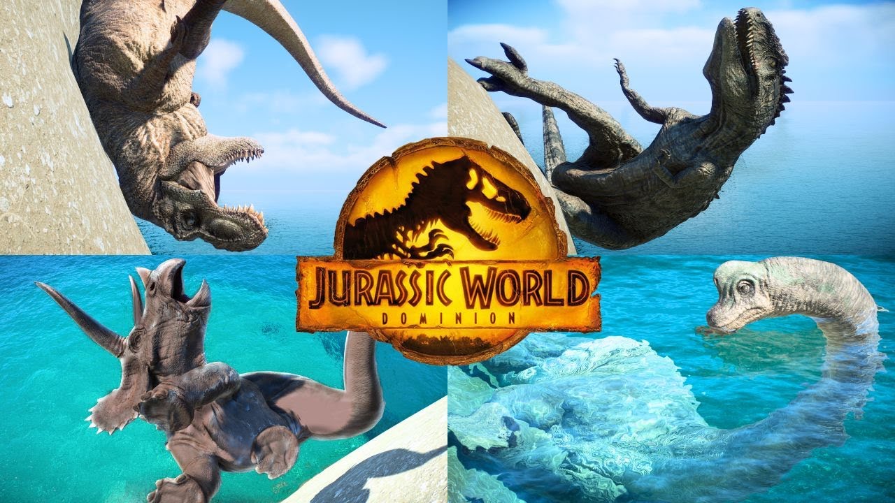 【全122種類！】全ての恐竜が海に落ちるシーン！/All 122 dinosaurs fall into the ocean! Jurassic World Evolution 2