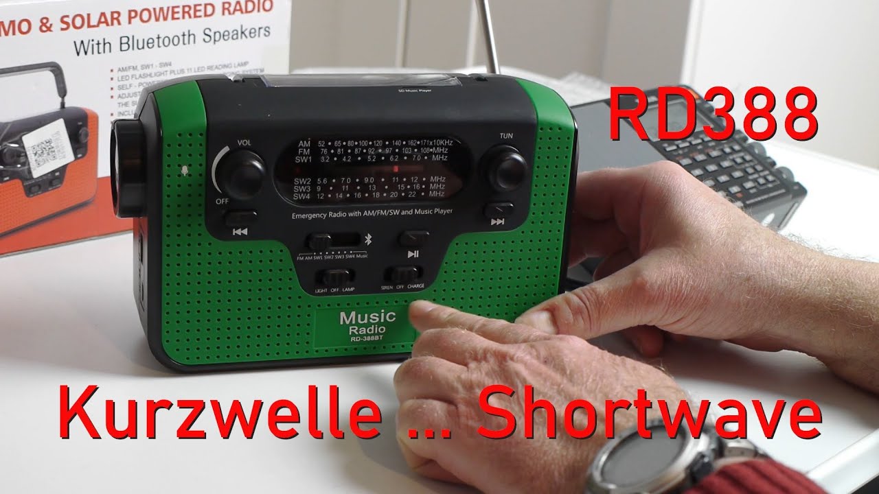 Notfall Emergency Radio RD 388 Solar Kurbel Dynamo Kurzwelle, Shortwave, FM, MW, SD, MP3, USB