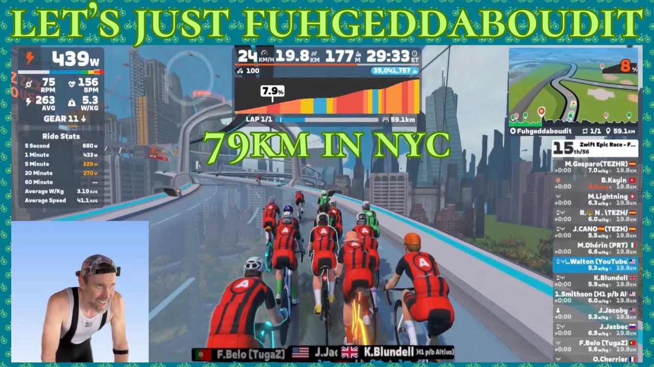Fuhgeddaboudit Zwift Epic Race: Climb, Grind, and Survive 79 km