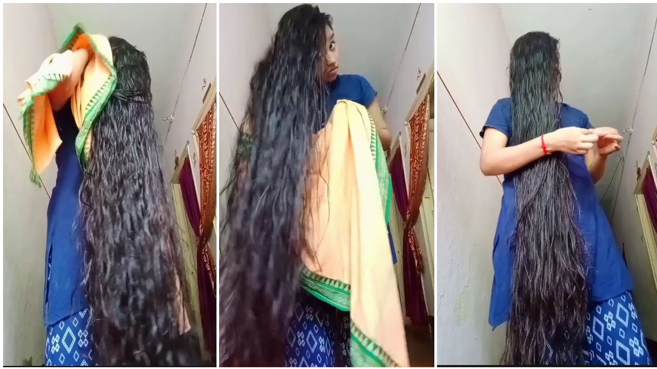 Wet Hair🤞 Towel (Gamchha) Drying Video 💁‍♀🤟💕🤞💕//Long Hair 🤟❤//Kirti poddar