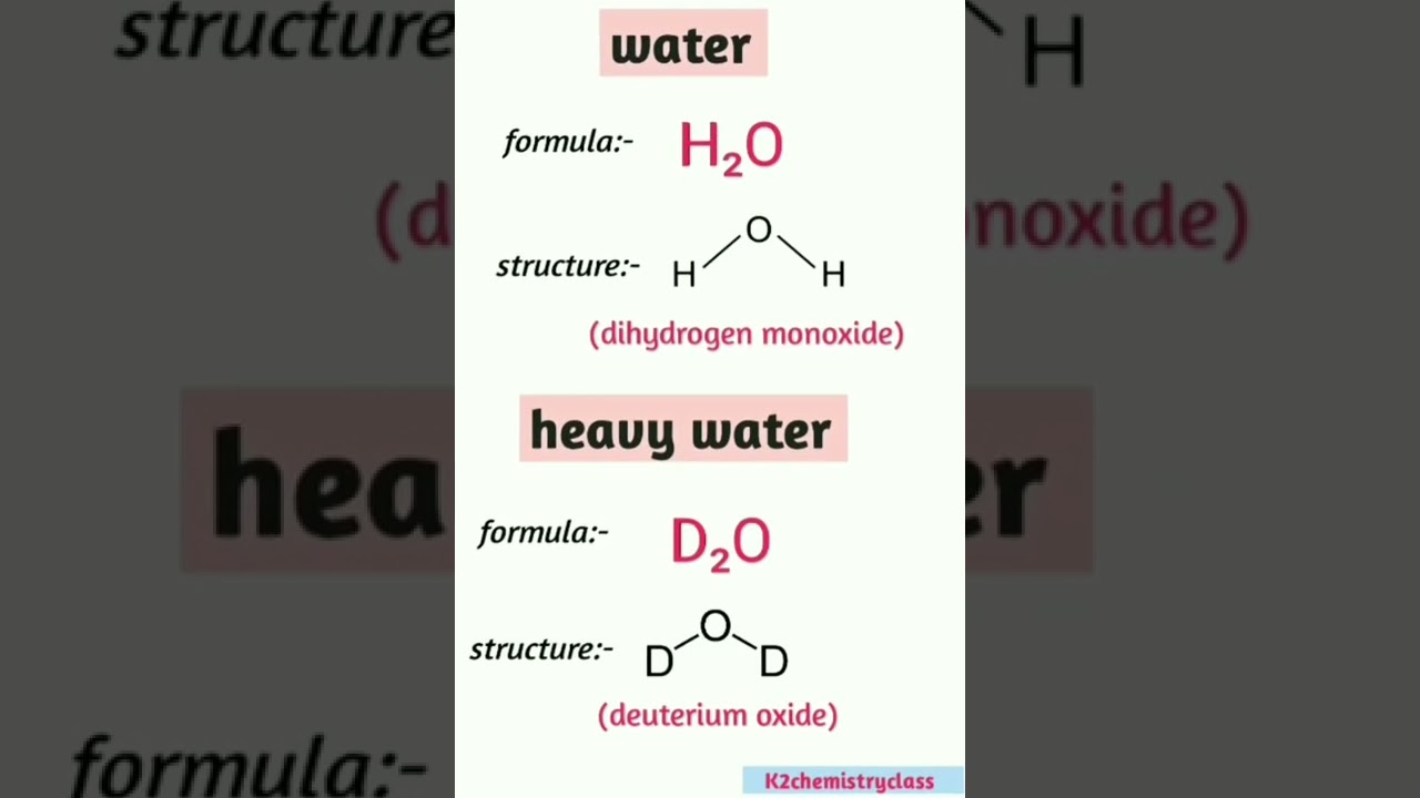 water(H₂O) and heavy water (D₂O)/ heavy water formula/water formula/H₂O structure /D₂O structure