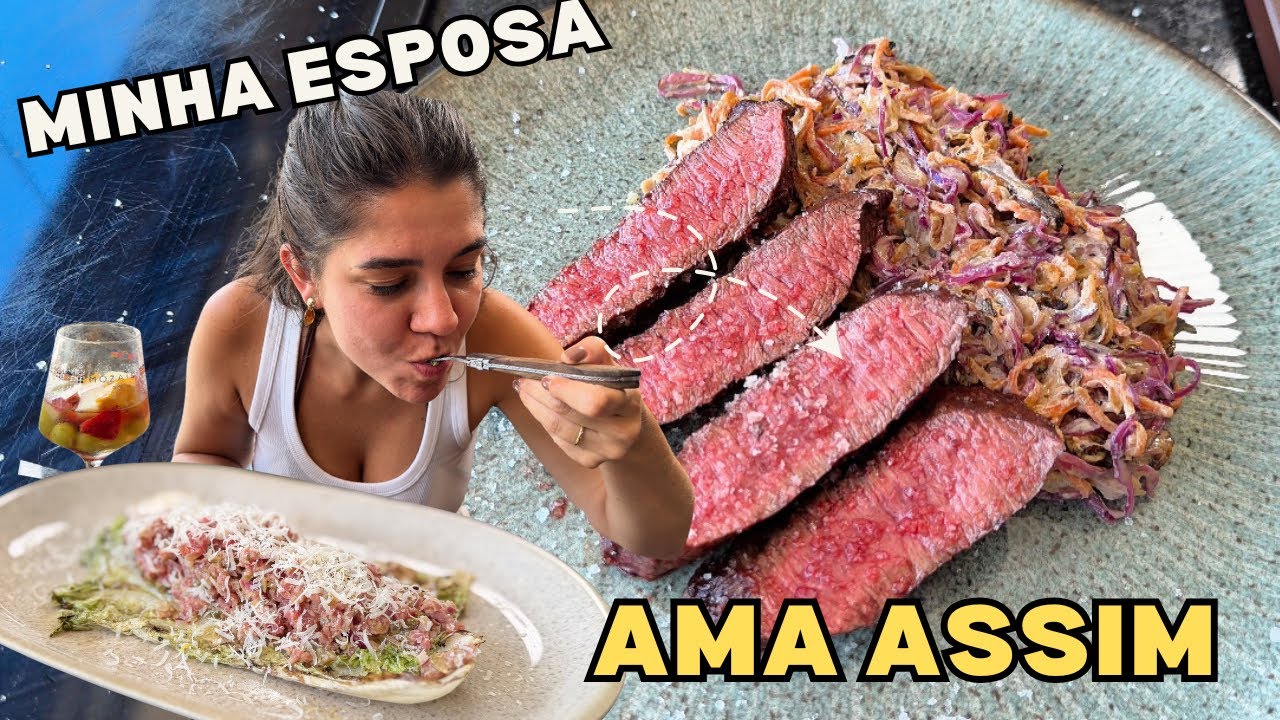 CHURRASCO P/2 nas FÉRIAS c/ a ESPOSA | Steak Tartare + Flat Iron + Coleslaw grelhado 