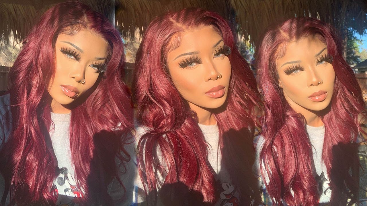 SUPER THICK BURGUNDY WIG THAT YOU NEED 99J WIG INSTALL Ft. Kemyhair | Olineece