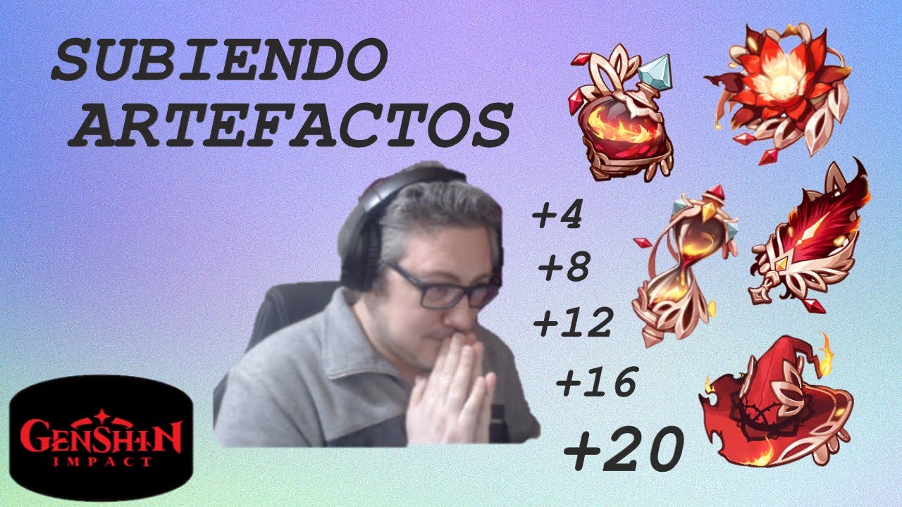Subiendo artefactos 5 estrellas para Diluc Genshin Impact